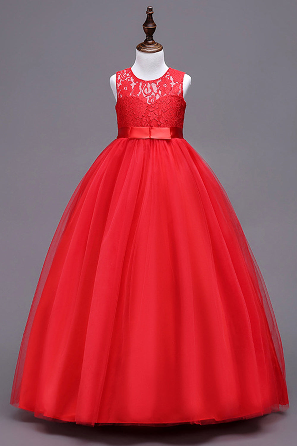 A-Line tyl hvide piger kjoler med sløjfe