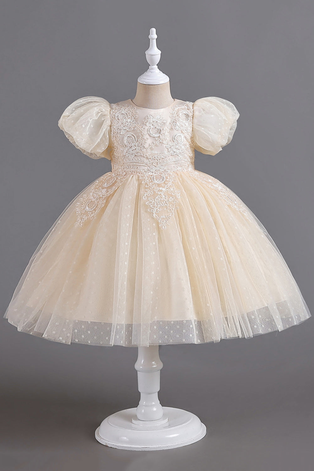 Blå rund hals pufærmer piger kjoler