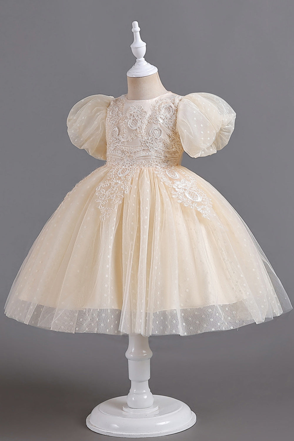 Blå rund hals pufærmer piger kjoler