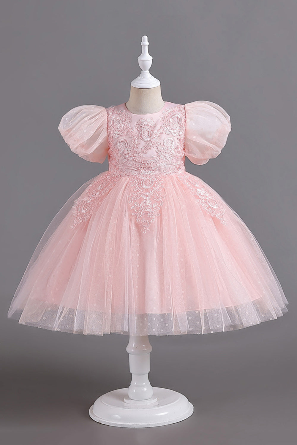 Blå rund hals pufærmer piger kjoler