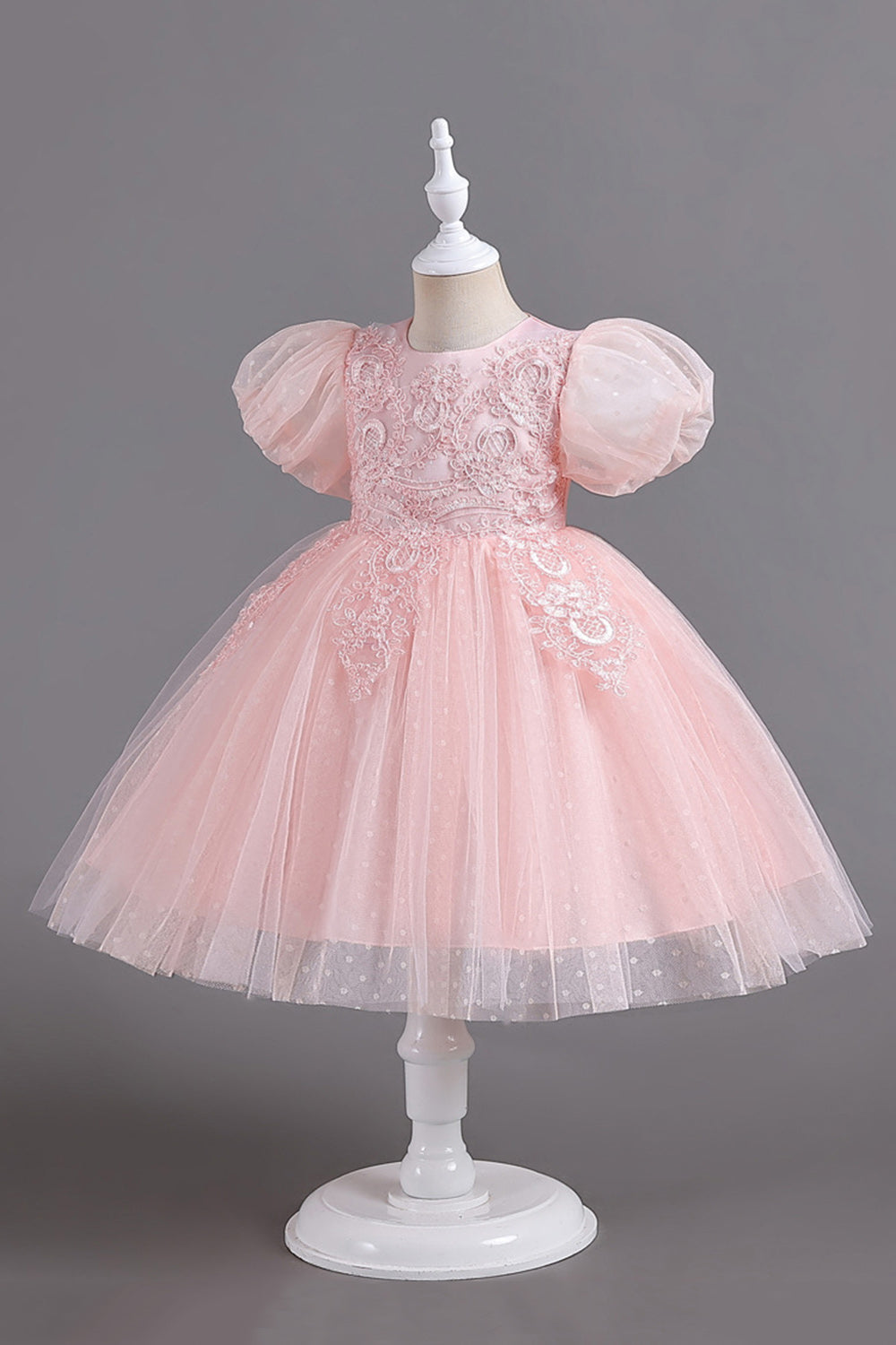 Blå rund hals pufærmer piger kjoler