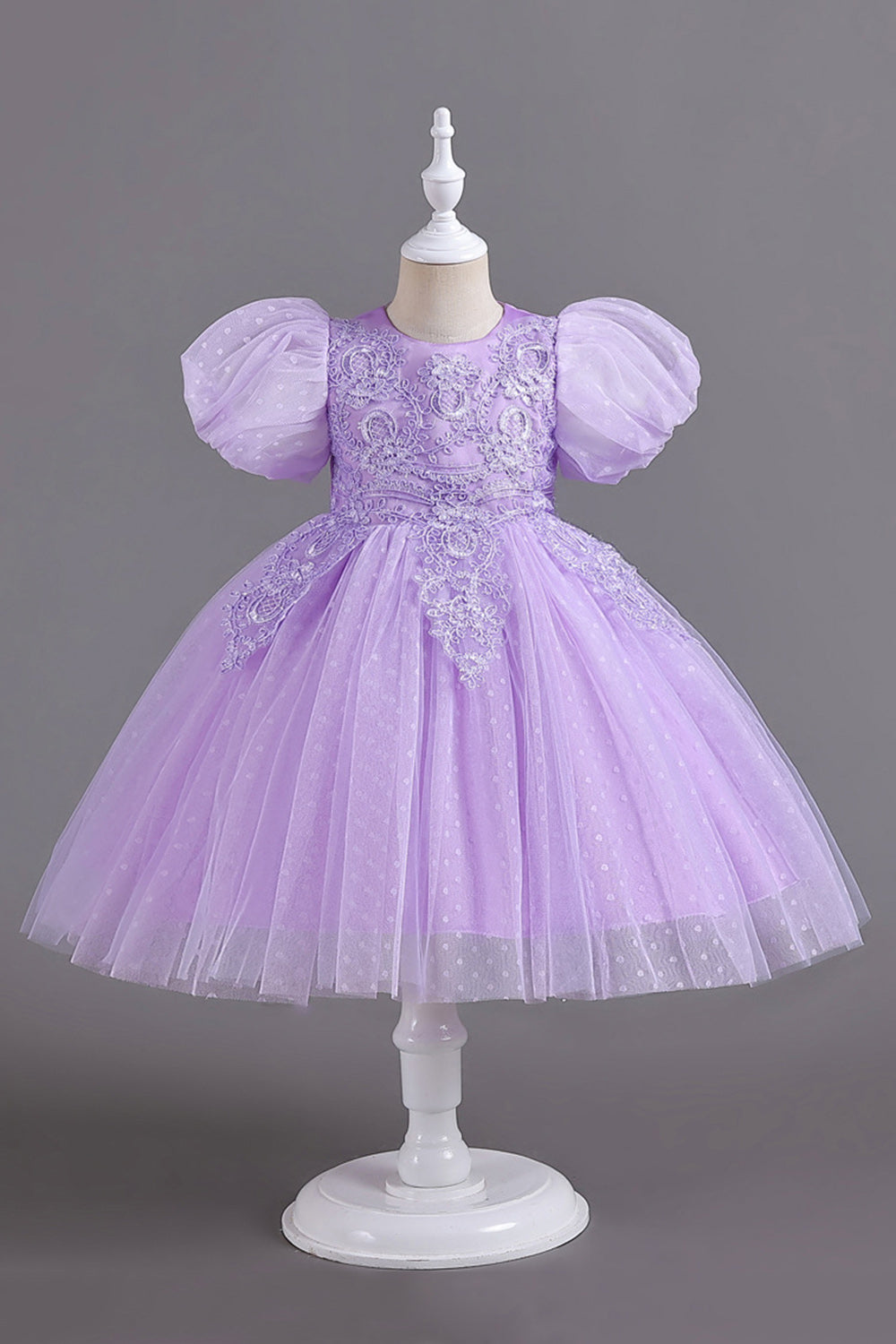 Blå rund hals pufærmer piger kjoler