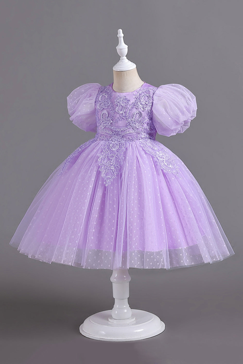 Blå rund hals pufærmer piger kjoler