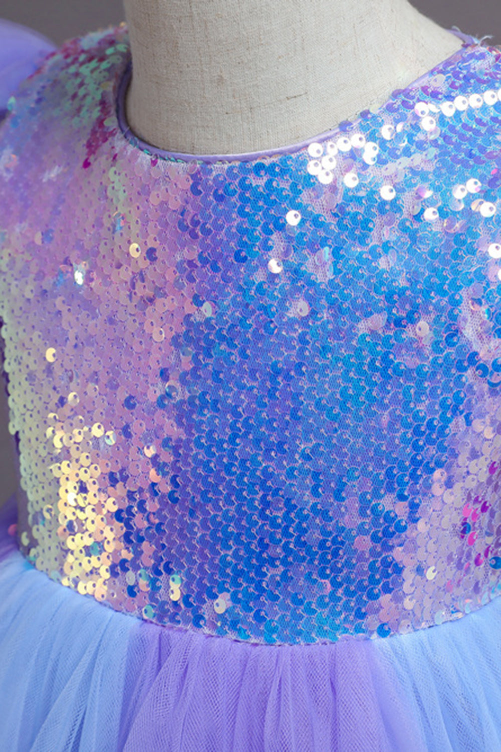 Lilla Cap Ærmer Pailletter A Line Piger Party Kjoler