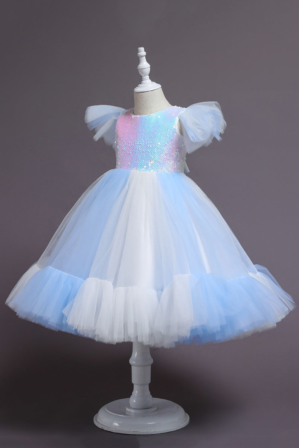 Lilla Cap Ærmer Pailletter A Line Piger Party Kjoler