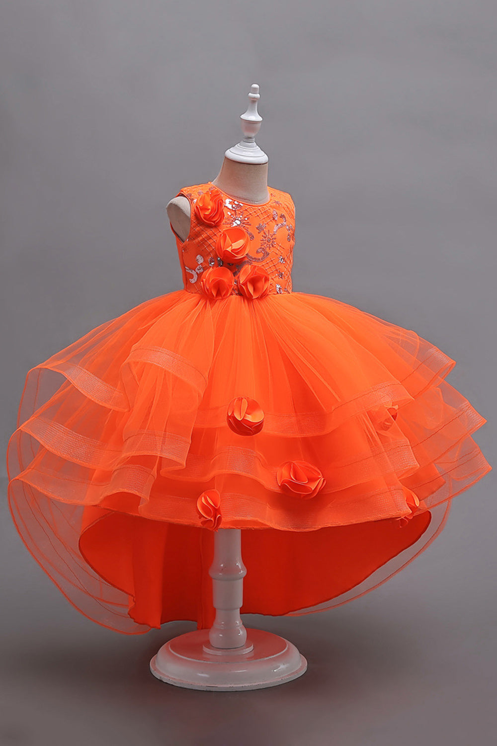 Pink High Low Appliques Sparkly Girls Kjoler