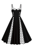 Lyseblå Polka Dots Spaghetti Stropper 1950'erne Kjole