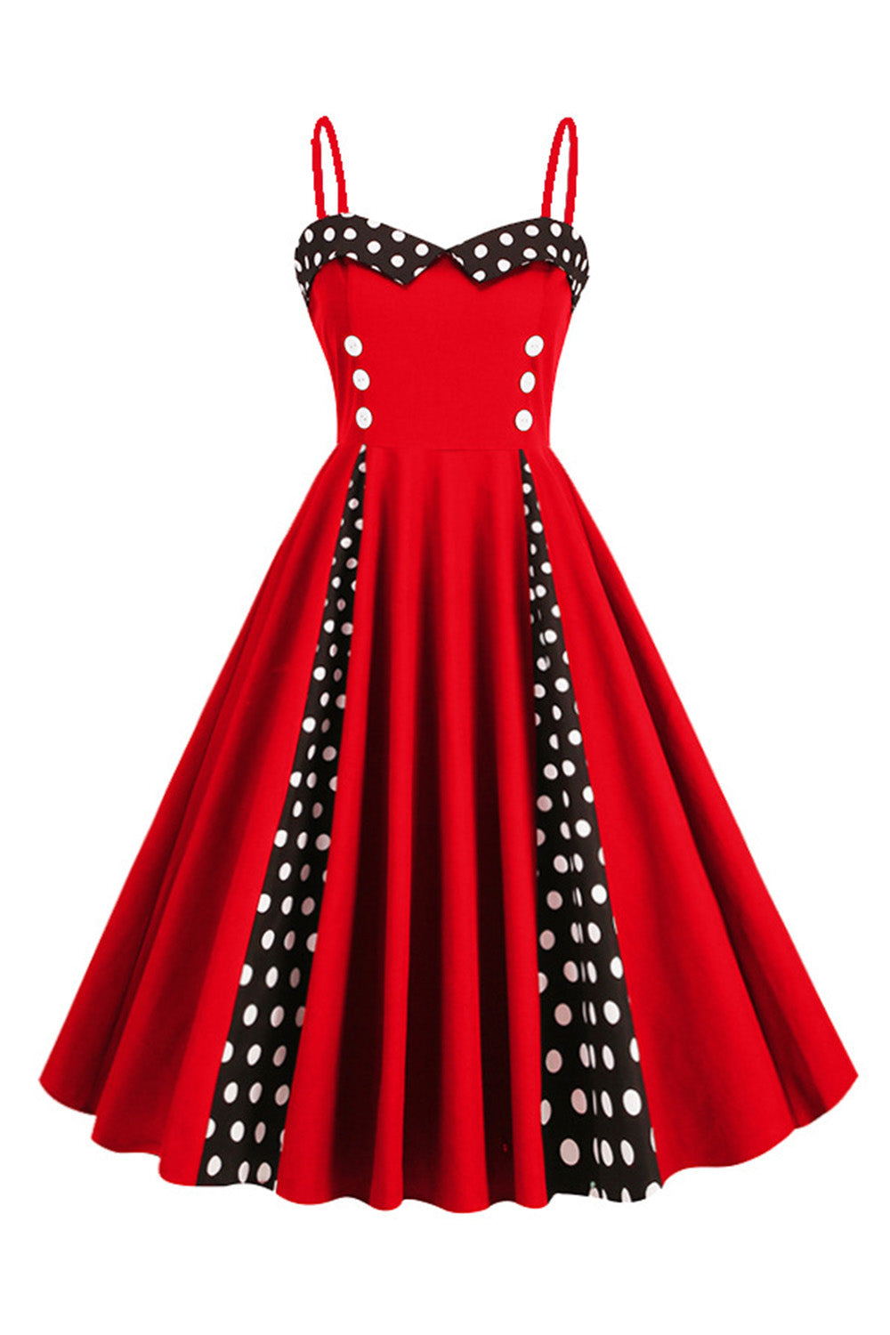 Lyseblå Polka Dots Spaghetti Stropper 1950'erne Kjole