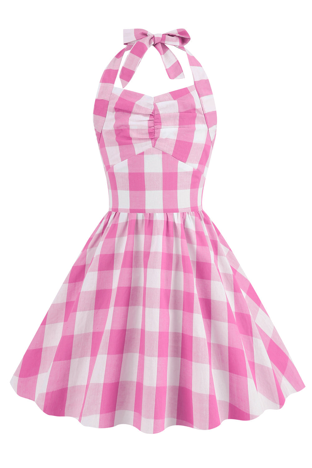 Halter Plaid ærmeløs pink vintage pige kjoler
