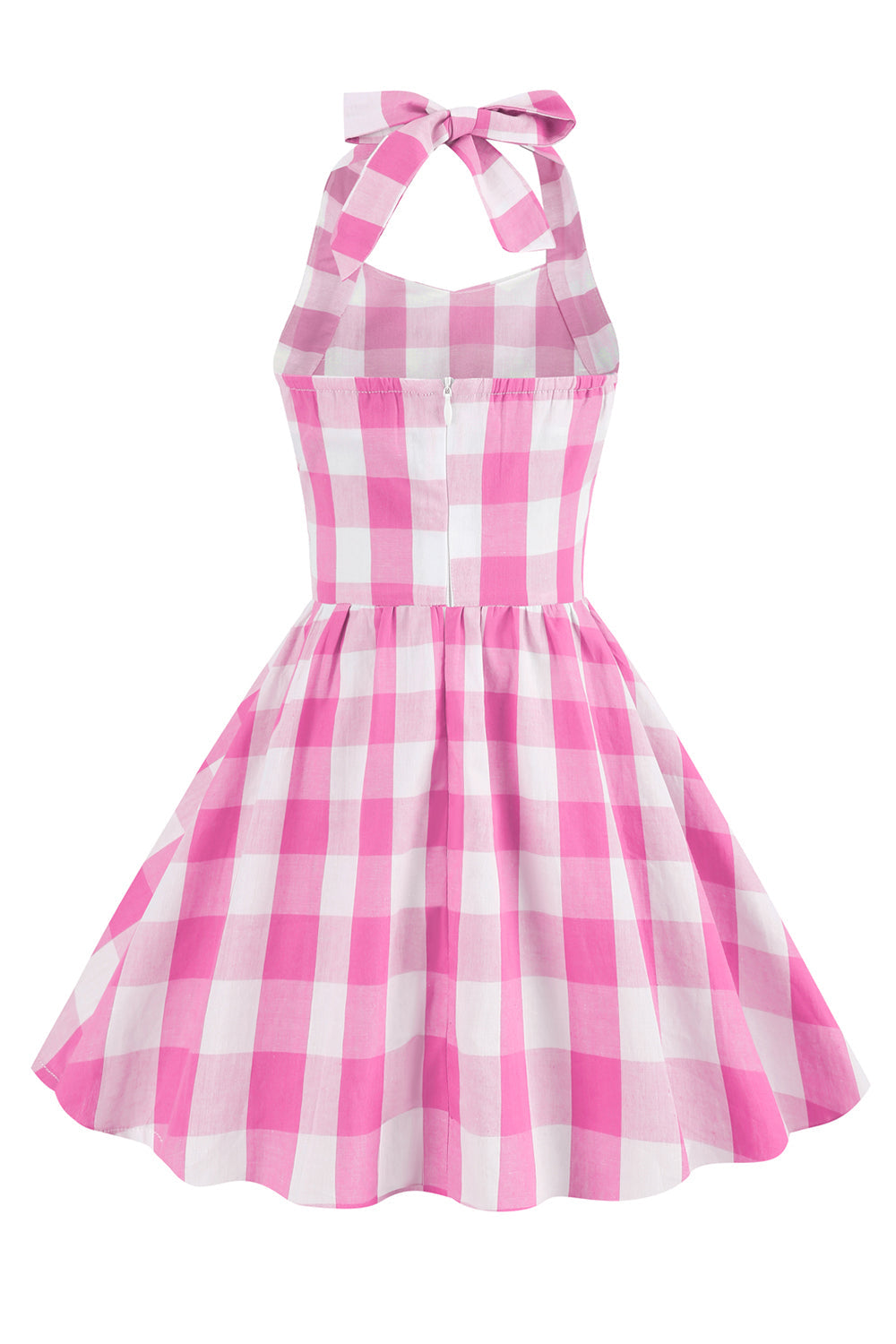 Halter Plaid ærmeløs pink vintage pige kjoler