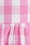 Halter Plaid ærmeløs pink vintage pige kjoler