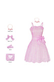 Pink Plaid Vintage 1950'erne Kjole