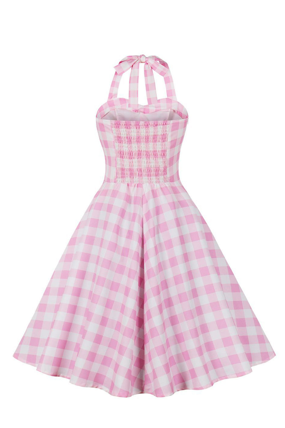 En Line Halter Hals Pink Plaid Pink 1950'erne kjole