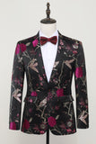 Sort Jacquard Satin hakket revers blazer