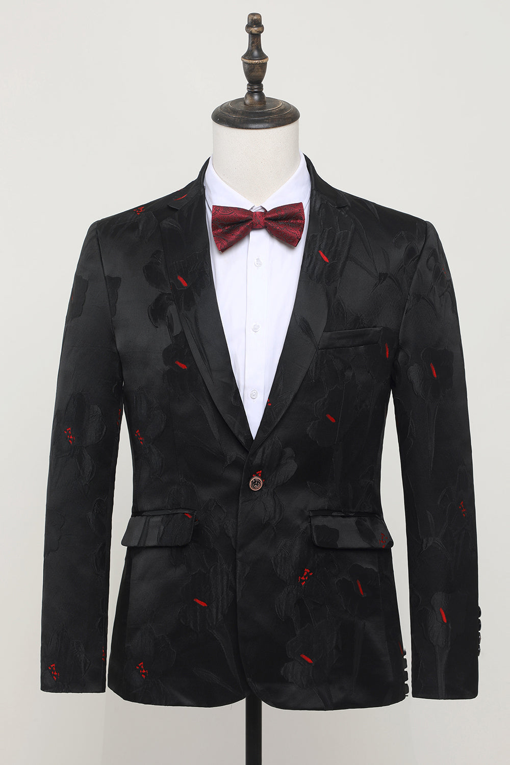 Hakket revers enkeltbrystet sort blazer