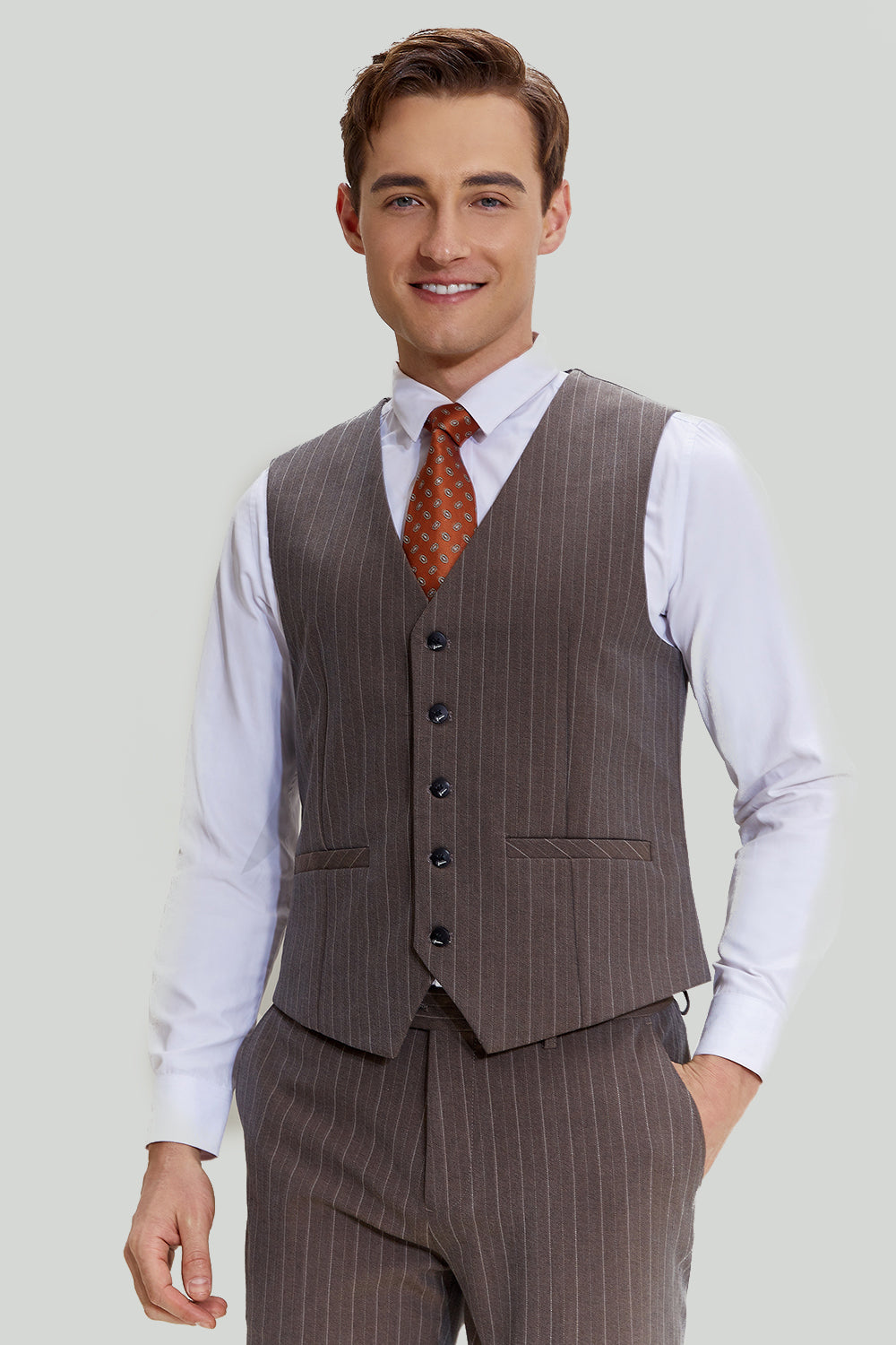 Kaffe Pinstripe 3 delt Mænds Prom Homecoming Suits