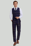 Mænds 3 stk. en knap Navy Plaid Tuxedo