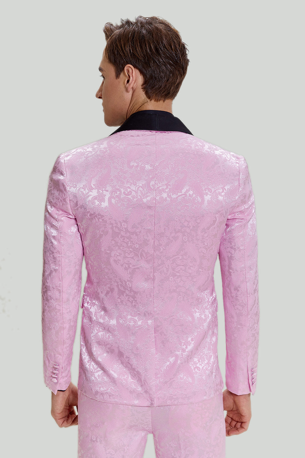 Pink Jacquard Satin sjal revers 3 stk. mænds galladragter