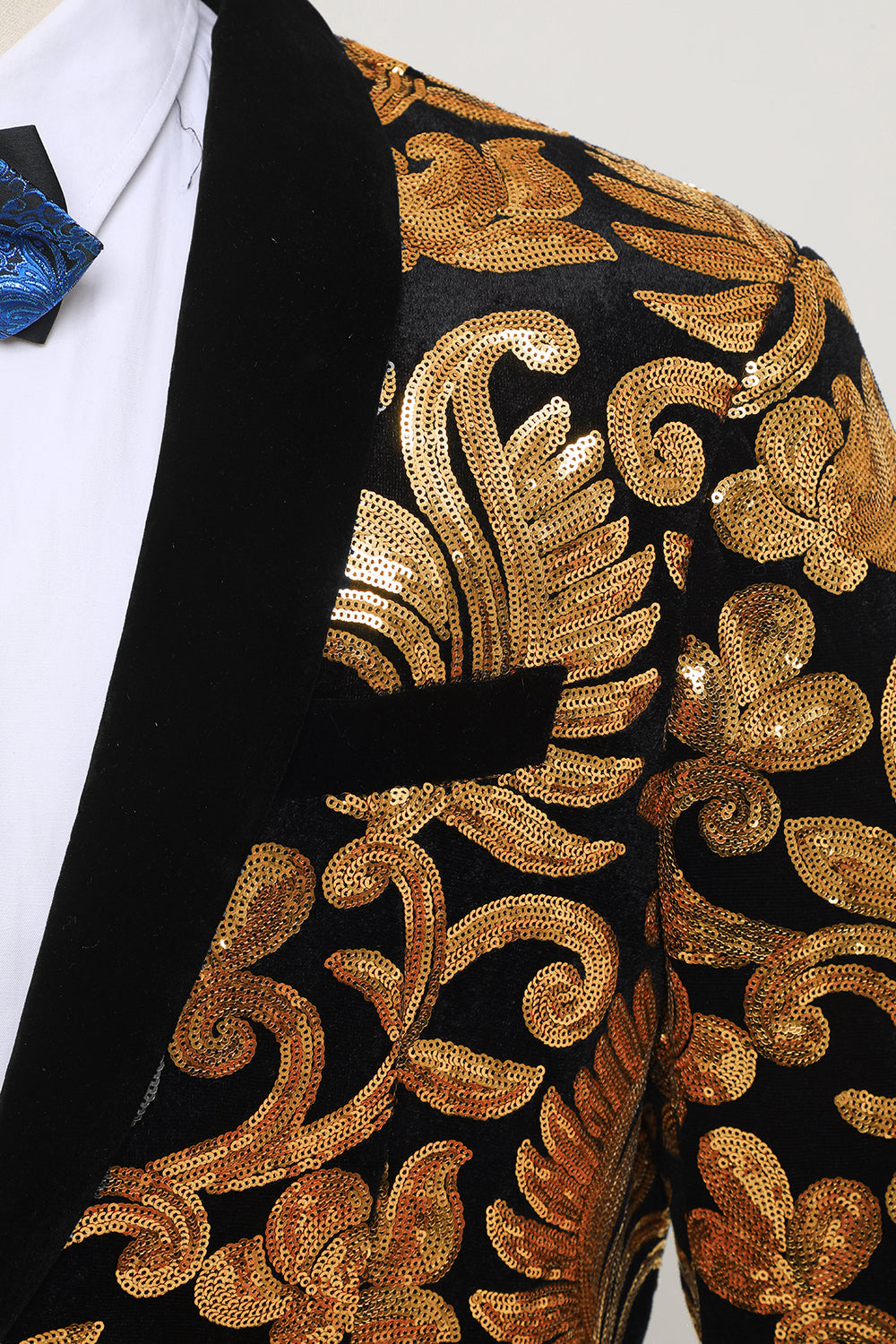 Blazer Slim Fit Solid One Button Business Gold Suit Jacket til mænd