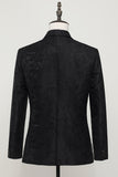 Sort Jacquard Satin hakket revers blazer til mænd