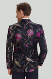 Sort Jacquard Satin hakket revers Homecoming Blazer