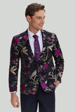 Sort Jacquard Satin hakket revers Homecoming Blazer