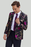 Sort Jacquard Satin hakket revers Homecoming Blazer
