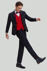 Sort hakket revers enkeltbrystet blazer