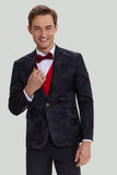 Sort hakket revers enkeltbrystet blazer