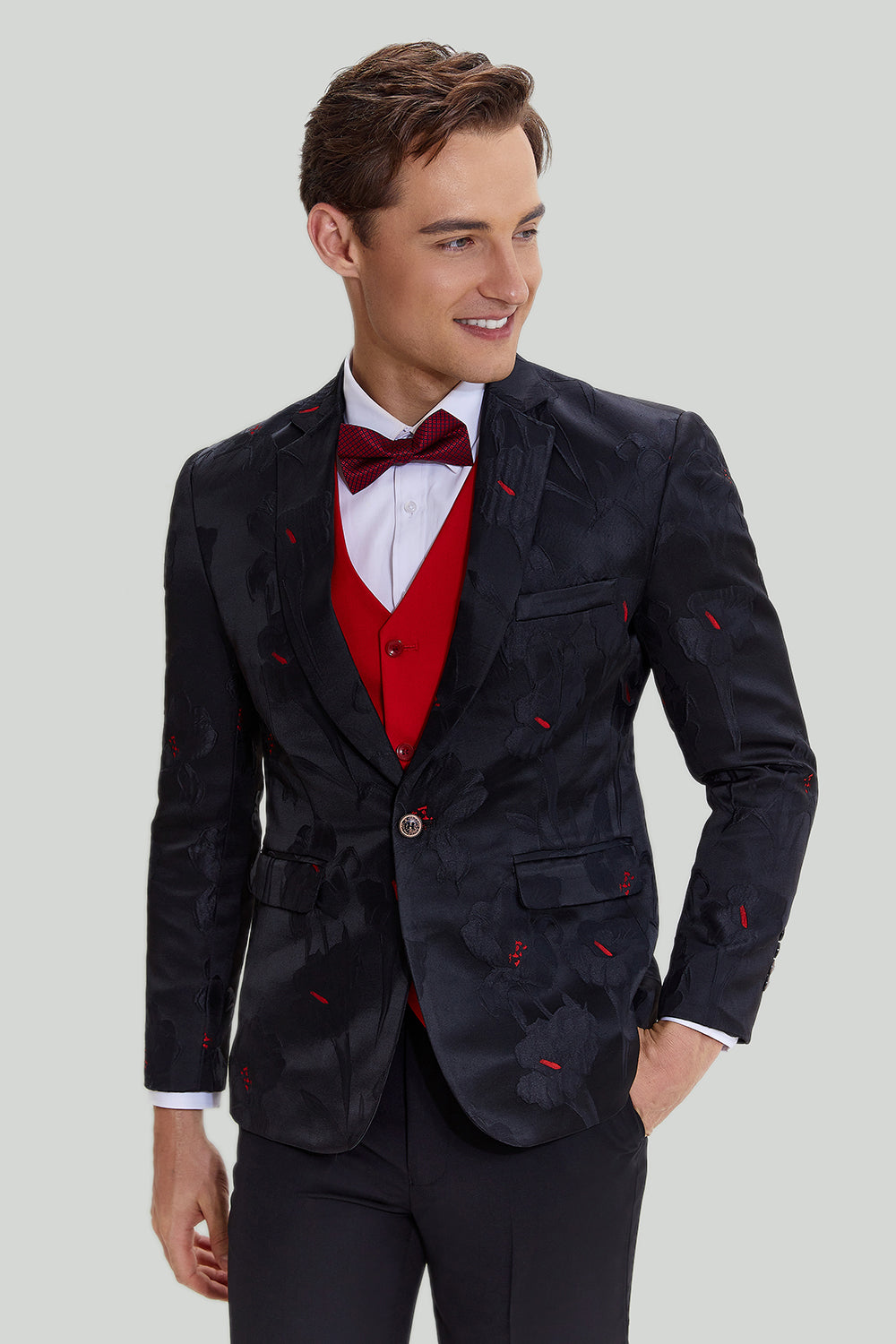 Sort hakket revers enkeltbrystet blazer