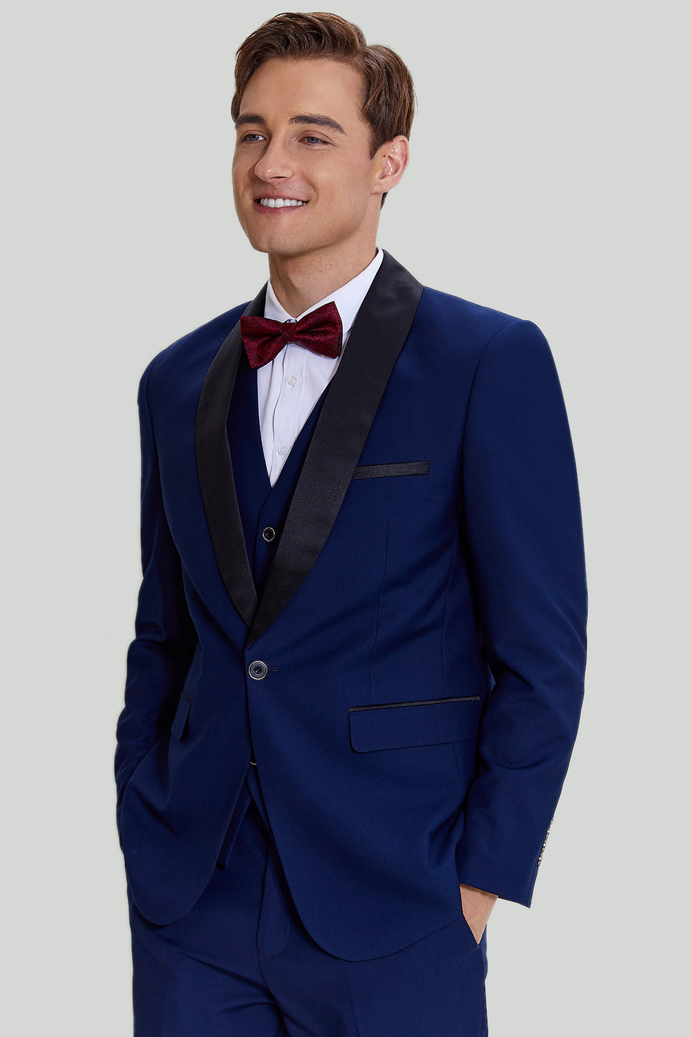 Navy 3-delt One Button Slim Fit Homecoming Suits til mænd