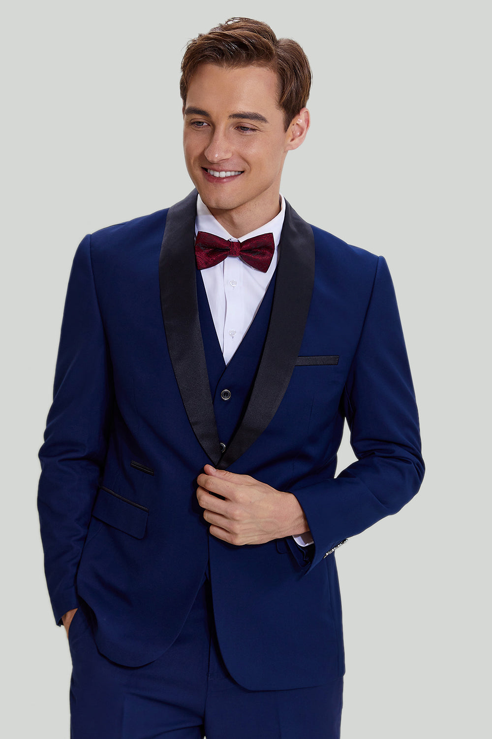 Navy 3-delt One Button Slim Fit Homecoming Suits til mænd