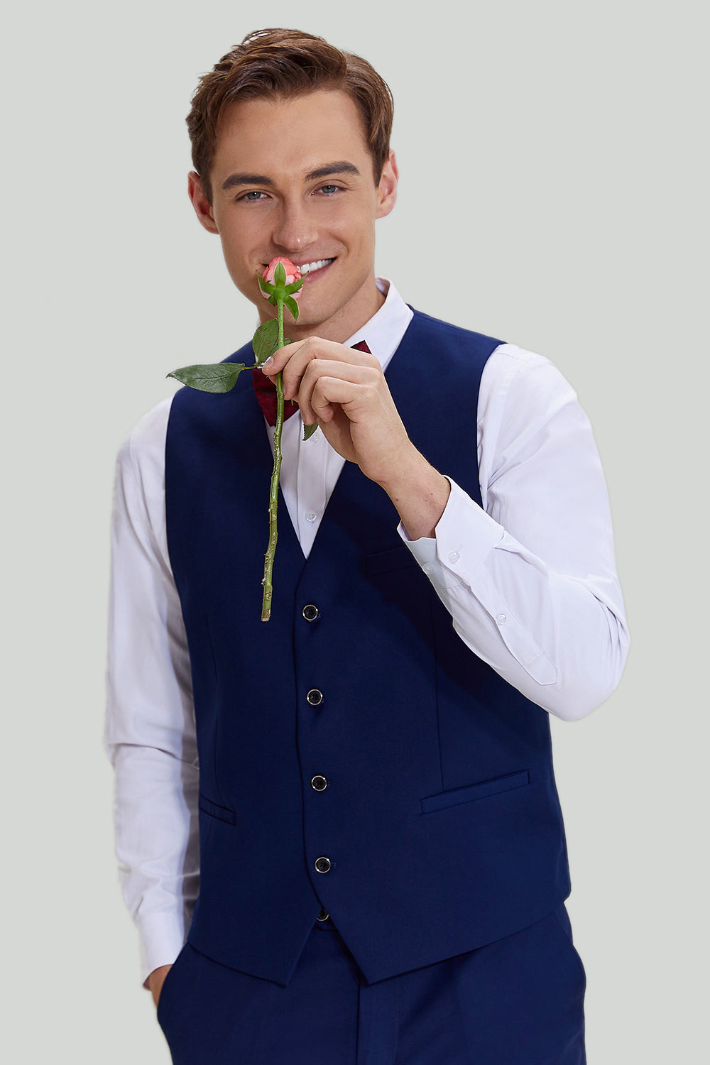 Navy 3-delt One Button Slim Fit Homecoming Suits til mænd