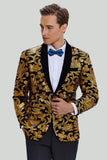 Blazer Slim Fit Solid One Button Business Gold Suit Jacket til mænd