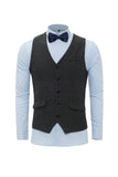 Sort Single Breasted Shawl Revers Herre Habit Vest