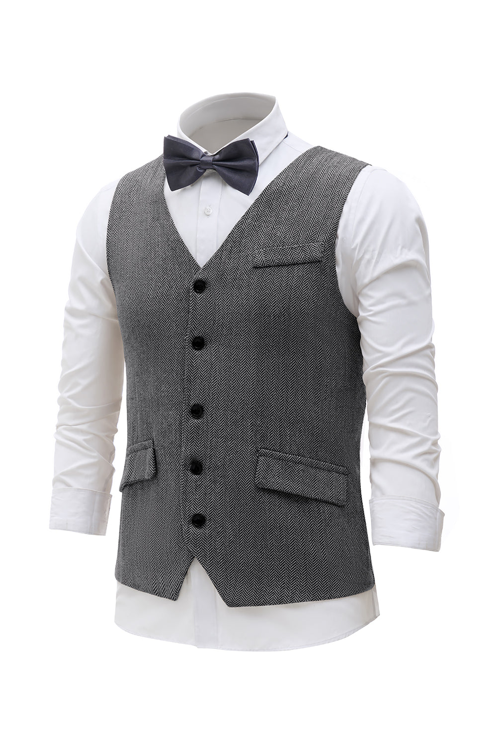 Sort Single Breasted Shawl Revers Herre Habit Vest
