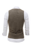 Sort Single Breasted Shawl Revers Herre Habit Vest