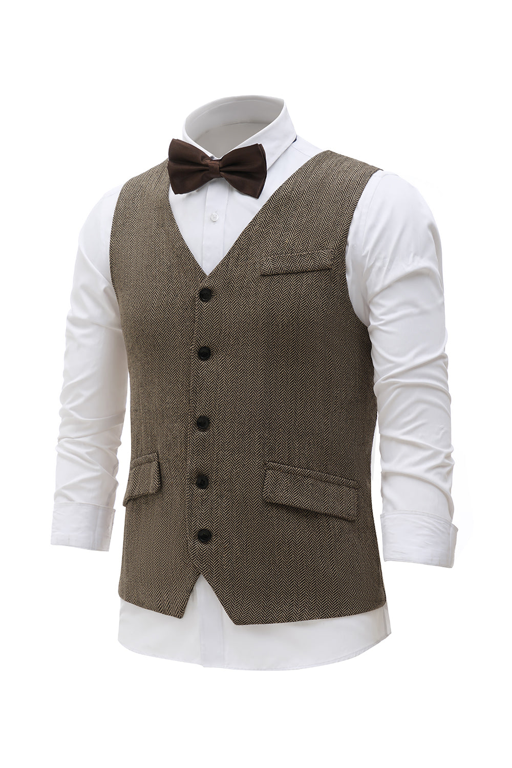 Sort Single Breasted Shawl Revers Herre Habit Vest