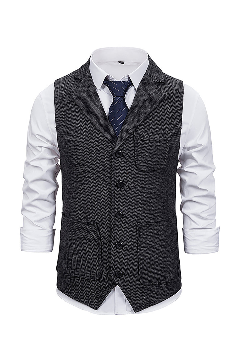 Brun Tweed Single Breasted Notched Revers Herre Habit Vest