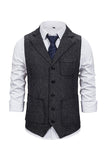 Brun Tweed Single Breasted Notched Revers Herre Habit Vest