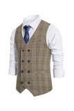 Brun Pinstripe Dobbeltbrystet Sjal Revers HerreDragt Vest
