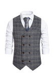 Brun Pinstripe Dobbeltbrystet Sjal Revers HerreDragt Vest