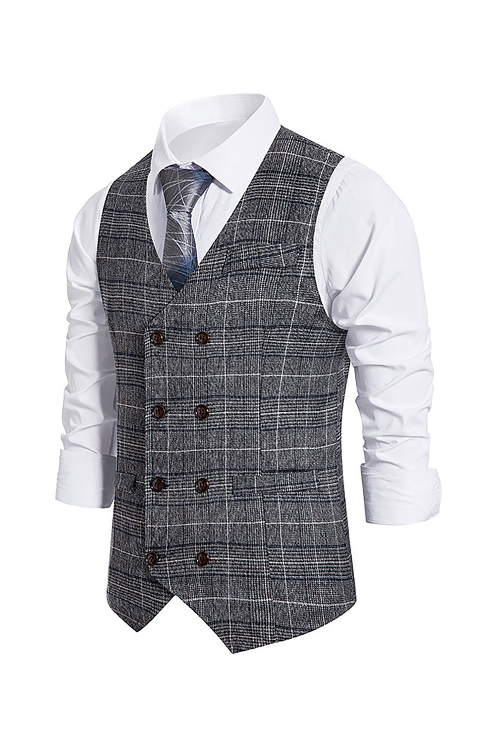 Brun Pinstripe Dobbeltbrystet Sjal Revers HerreDragt Vest