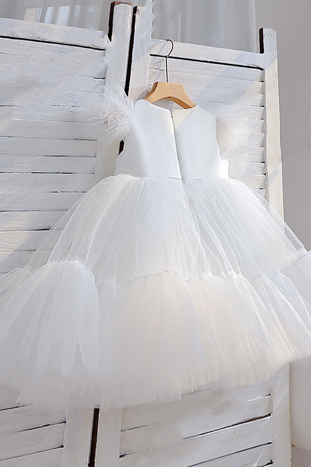 Tyl Cap Ærmer Fuchsia Blomst Pige Kjole