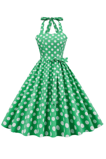 Grøn Polka Dots 1950'erne Pin Up Dress