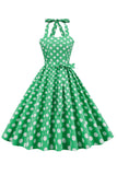Grøn Polka Dots 1950'erne Pin Up Dress