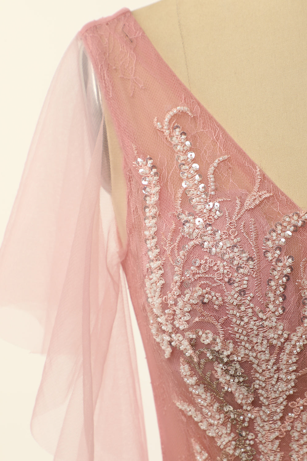 Blush Beading Tulle A-line Gallakjole