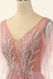 Blush Beading Tulle A-line Gallakjole