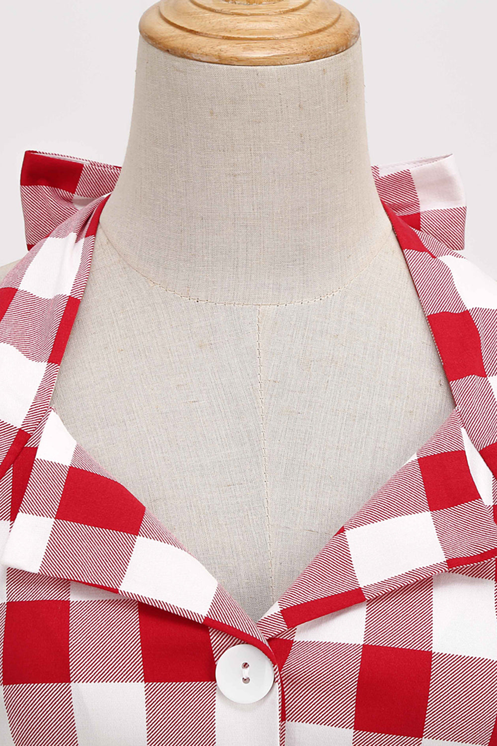 Rød Plaid Halter Gyngekjole fra 1950'erne