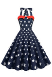 Retro stil Halter Navy Vintage Kjole